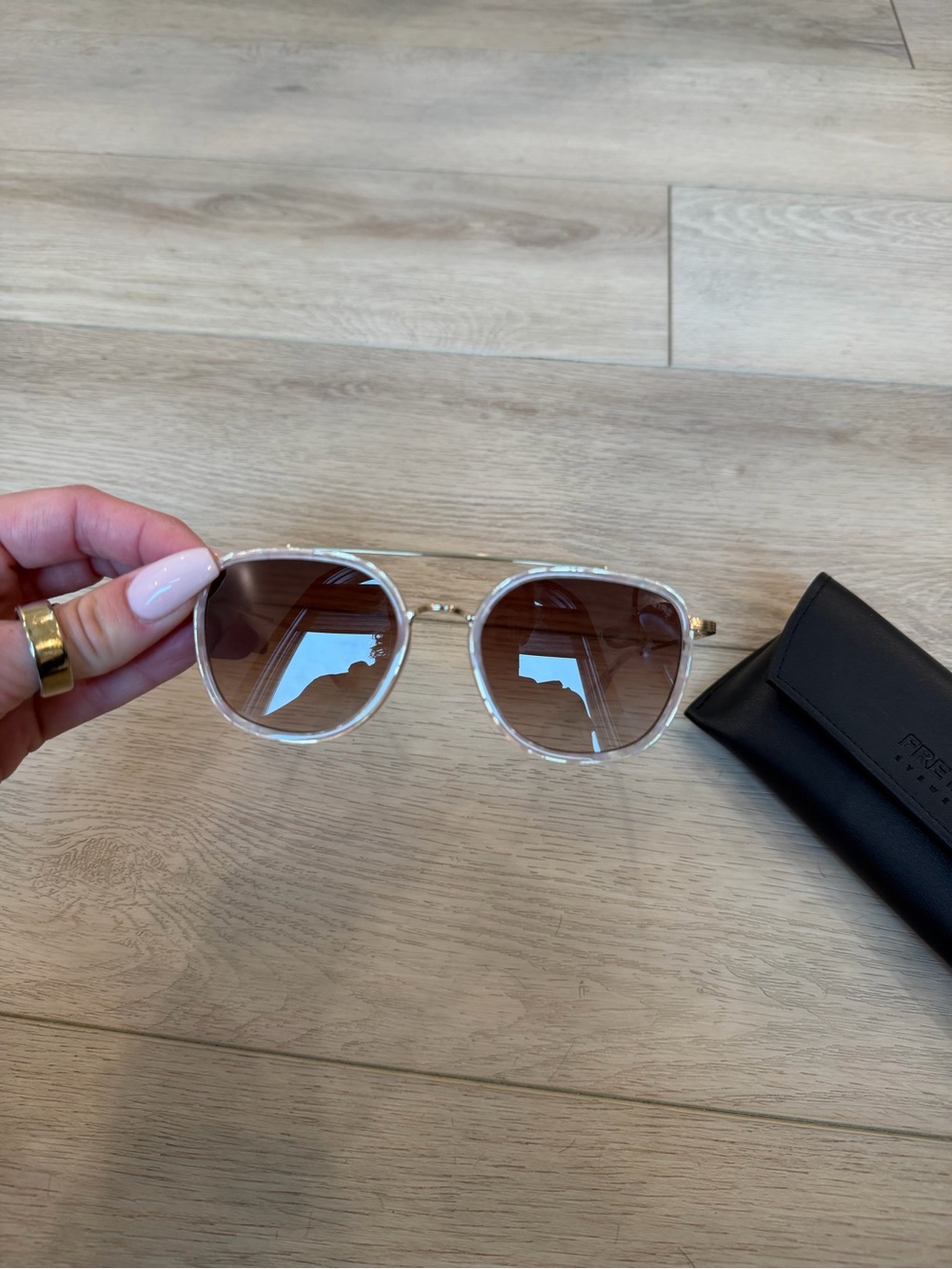 Freyrs pink/pearl Frame Brown Lens Men's Sunglasses